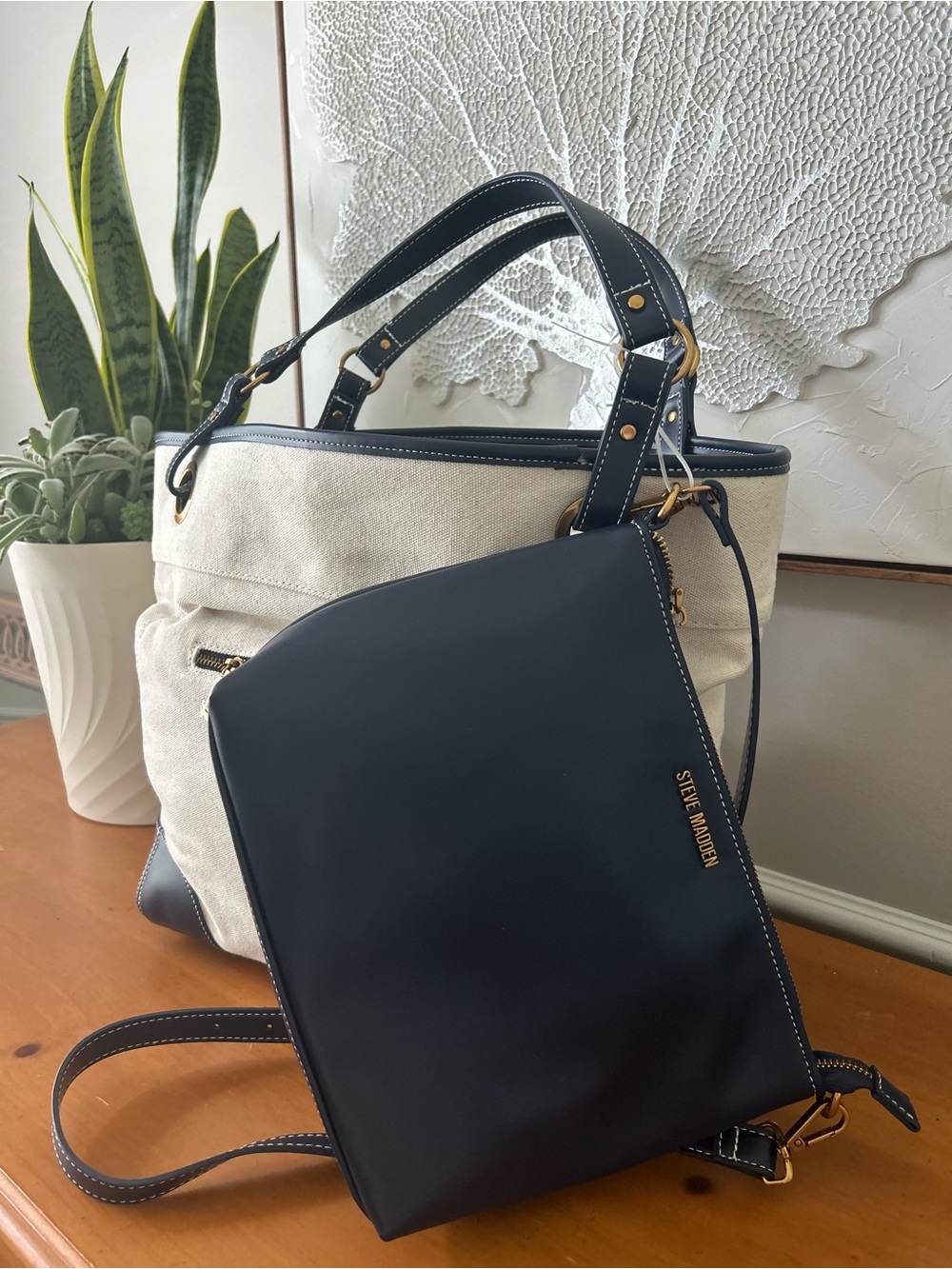 Steve Madden BOGO Canvas Tote with Matching Crossbody - Picture 3 of 6